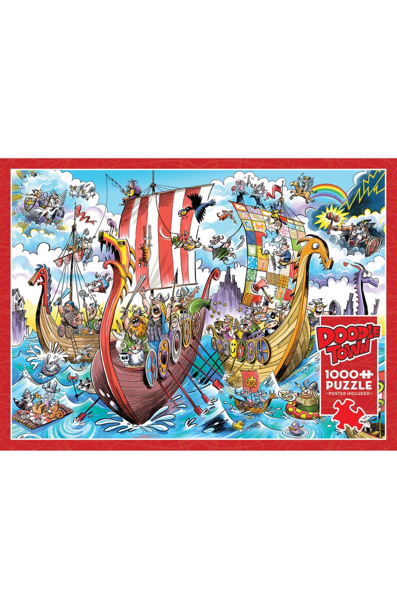 DoodleTown Viking Voyage 1000 Piece Puzzle Reference Poster Included, Alternate, color, Multicolored