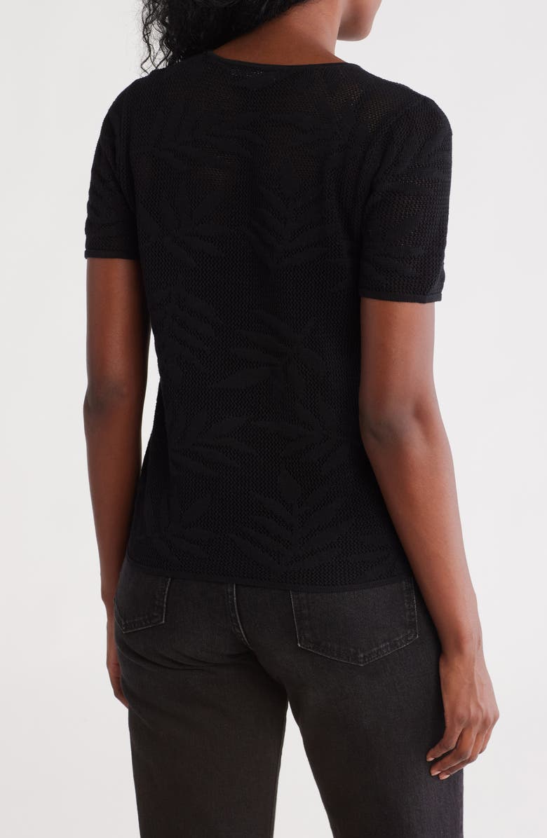 Daniel Rainn Cotton Jacquard Short Sleeve Sweater, Alternate, color, Black