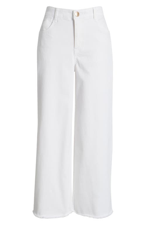 Wit & Wisdom Wyatt 'ab'solution Skyrise Frayed High Waist Ankle Wide Leg Jeans In Optic White