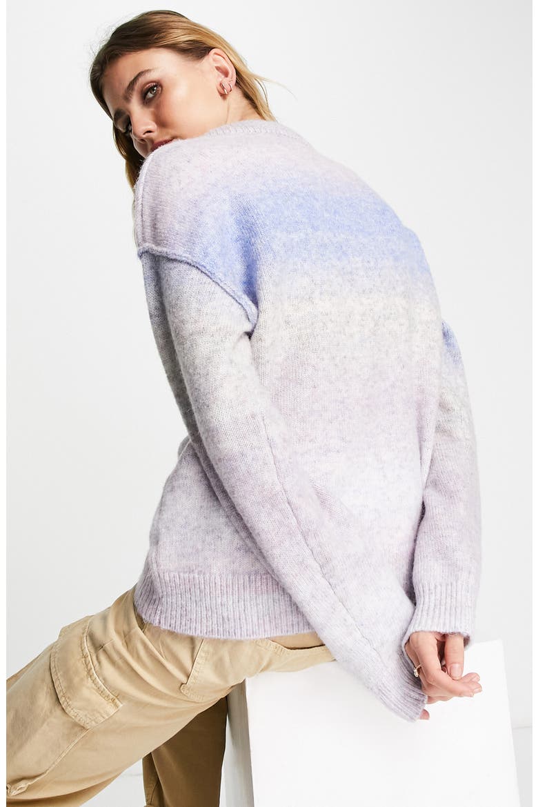 Ombré Stripe Sweater, Alternate, color, PURPLE