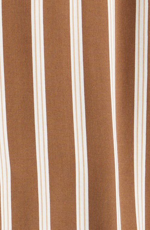 Pacsun Terry Stripe Camp Shirt In Brown/white