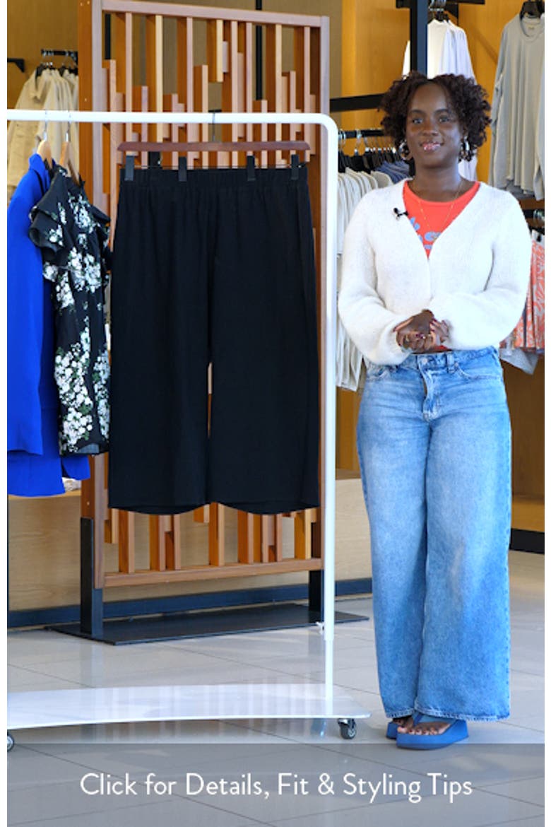 Isha Wide Leg Cotton & Linen Blend Capri Pants video