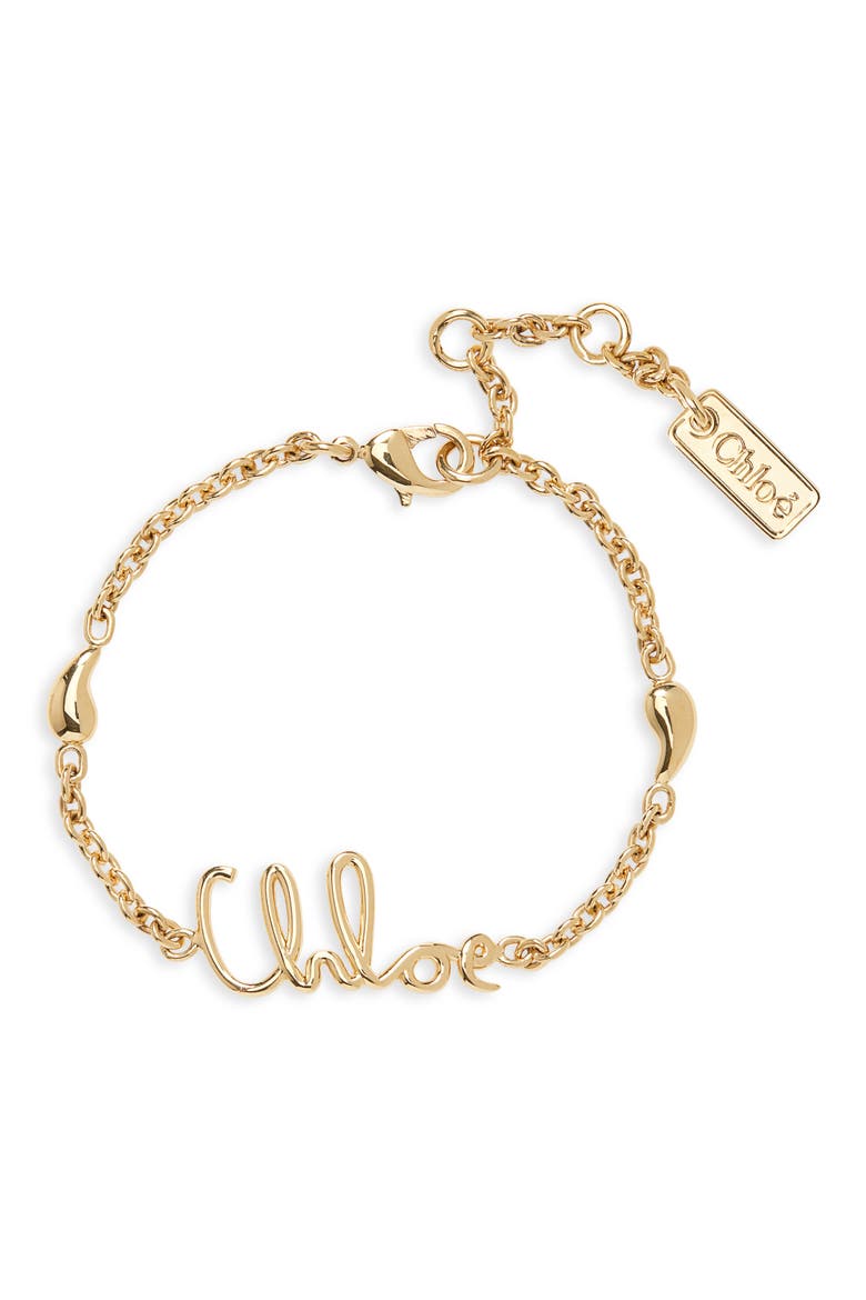 Script Logo Bracelet, Main, color, VINTAGE GOLD