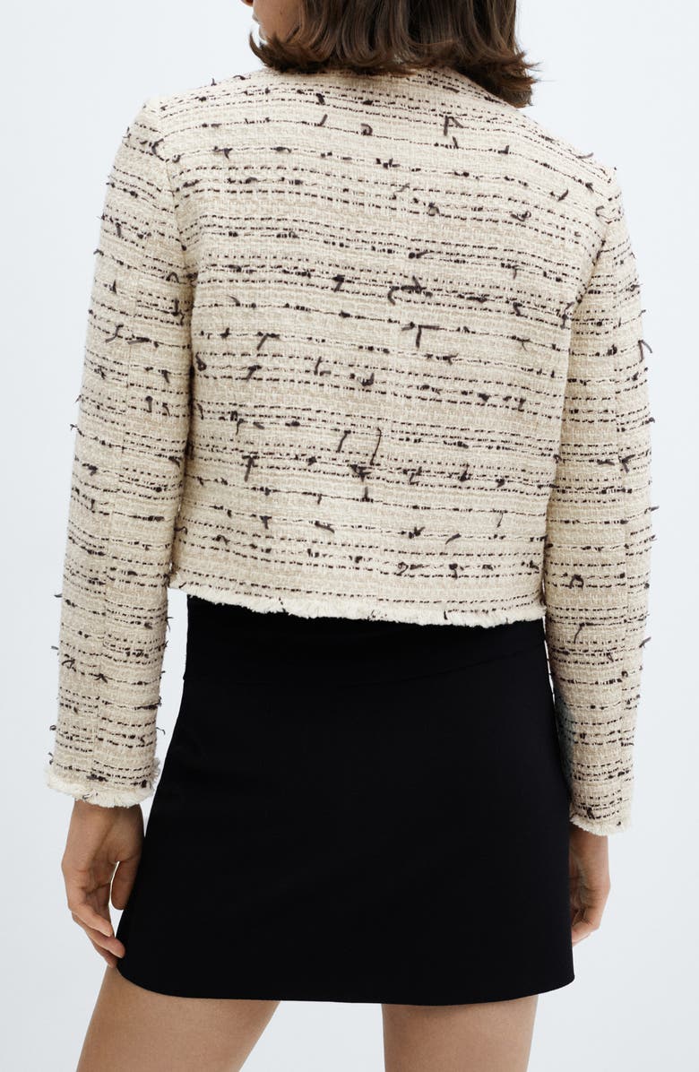 MANGO Modena Stripe Crop Tweed Jacket, Alternate, color, Light Beige