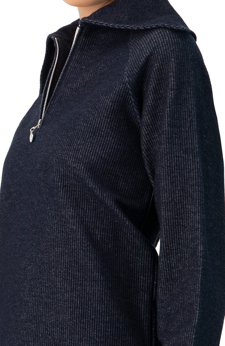 IVONNE Ribbed Knit Sweater with Neckline Zipper, Alternate, color, Navy Blue