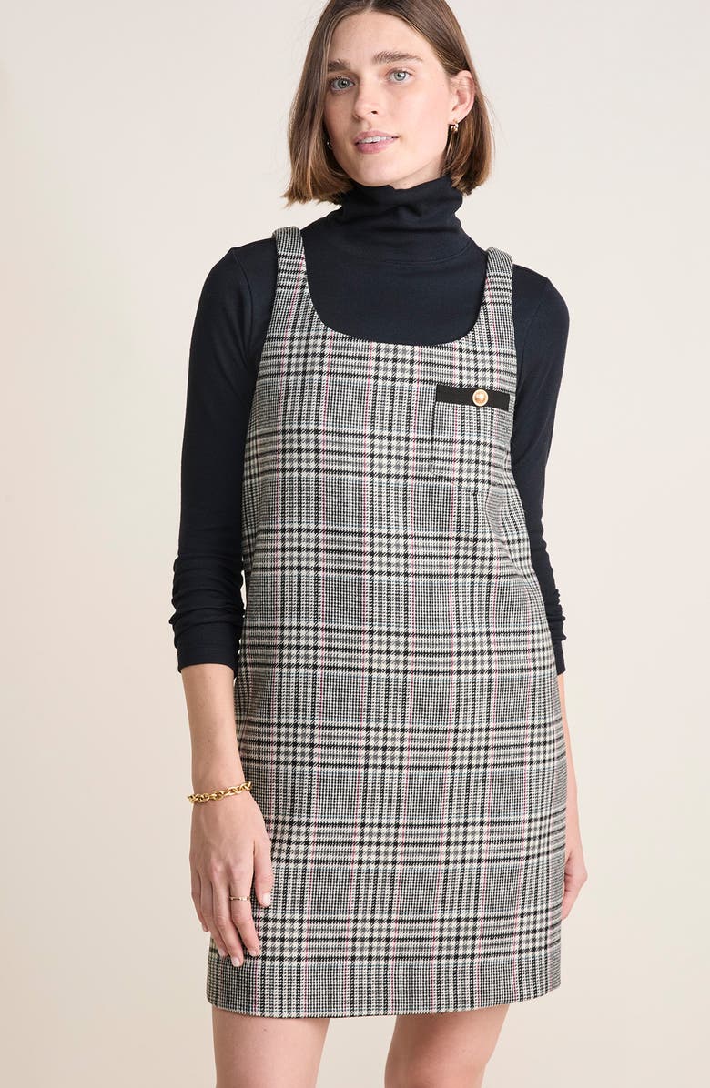 vineyard vines Glen Plaid Sleeveless Wool Blend Jumper, Alternate, color, Glenn Plaid - Jet Black