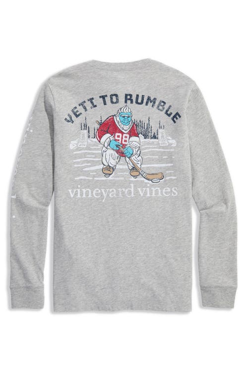 Vineyard Vines Kids' Yeti Hockey Long Sleeve Cotton Graphic T-shirt In Gray