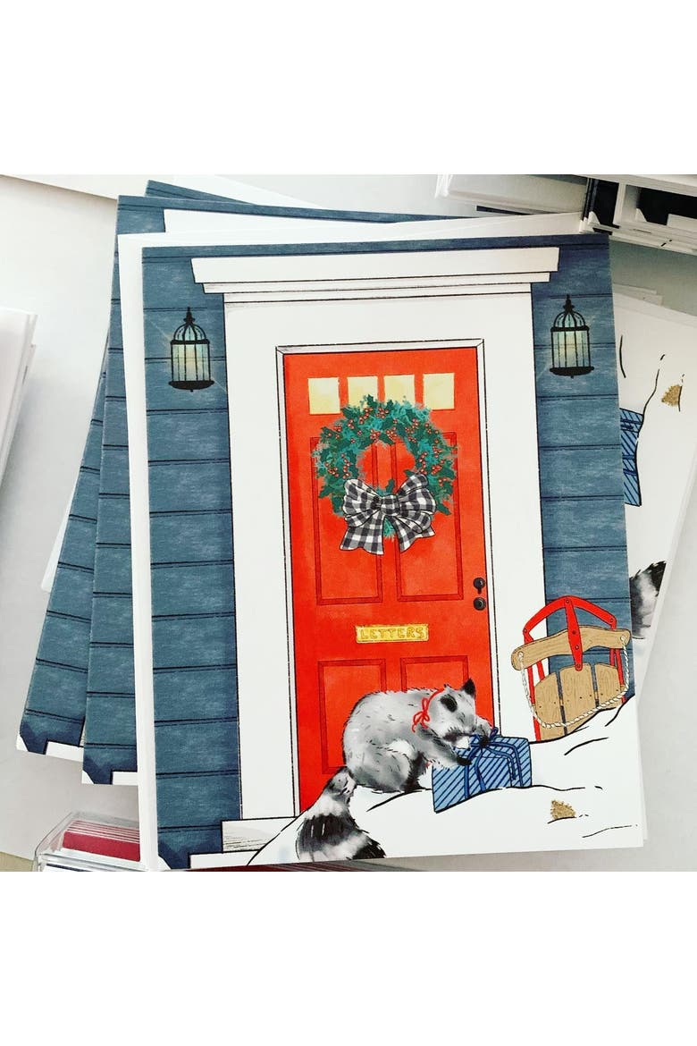 Holiday/Christmas Raccoon's Gift Greeting Card Pack, Alternate, color, Multi-Pack