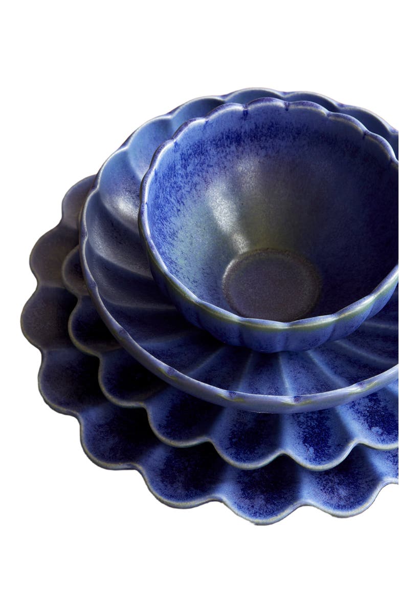 LEMIEUX ET CIE Dhalia Stoneware 4-Piece Dinner Plate Set, Alternate, color, Blue