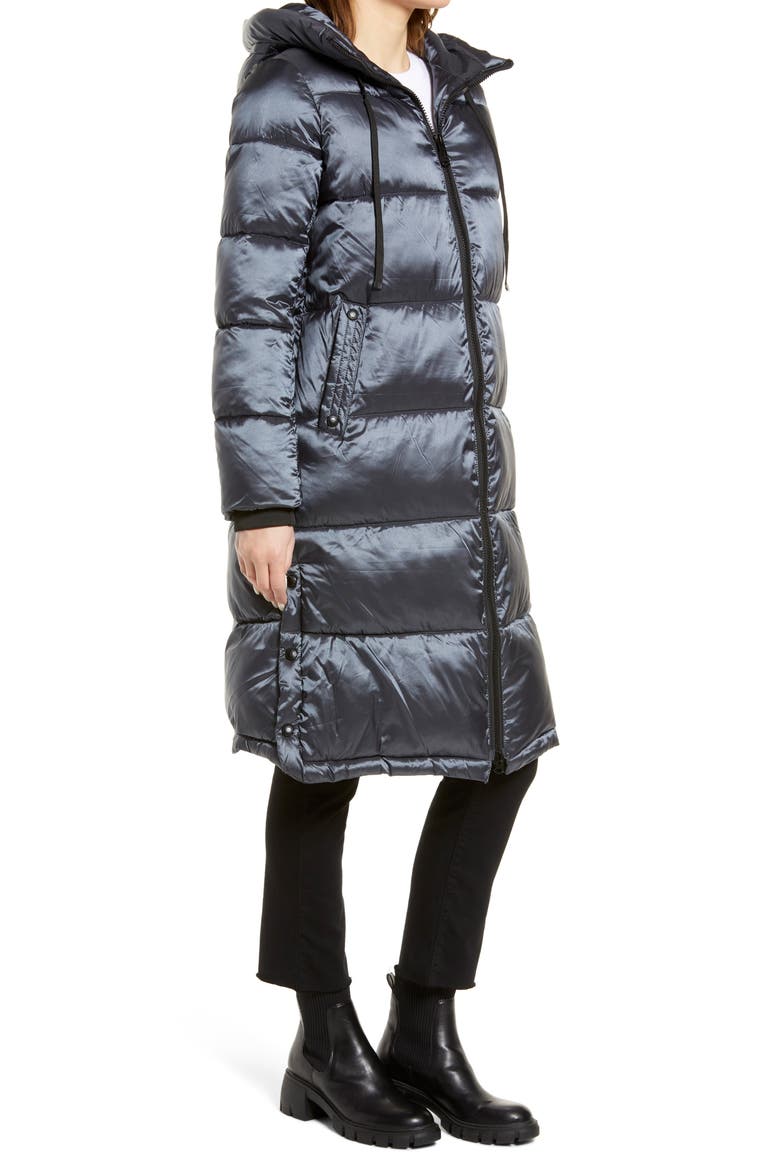 Sam Edlelman Water Repellent Iridescent Puffer Coat, Alternate, color, GUNMETAL