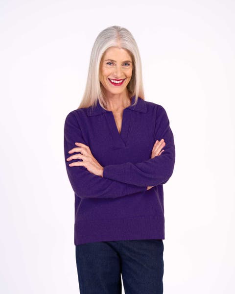 Long Sleeve Collared V-Neck Sweater