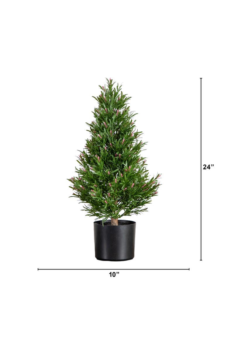 NEARLY NATURAL 2-ft UV Resistant Artificial Rosemary Cone Topiary Tree, Alternate, color, Green