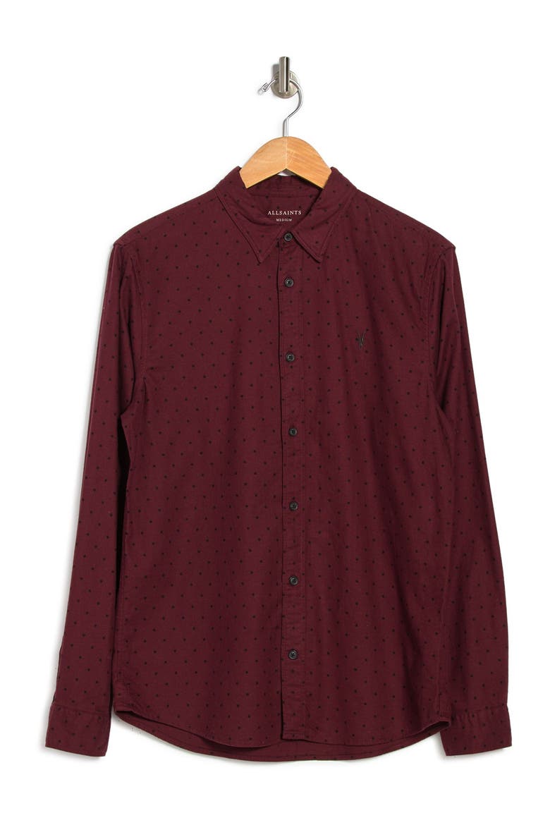 Bethel Slim Fit Dot Flannel Shirt, Alternate, color, RED/B