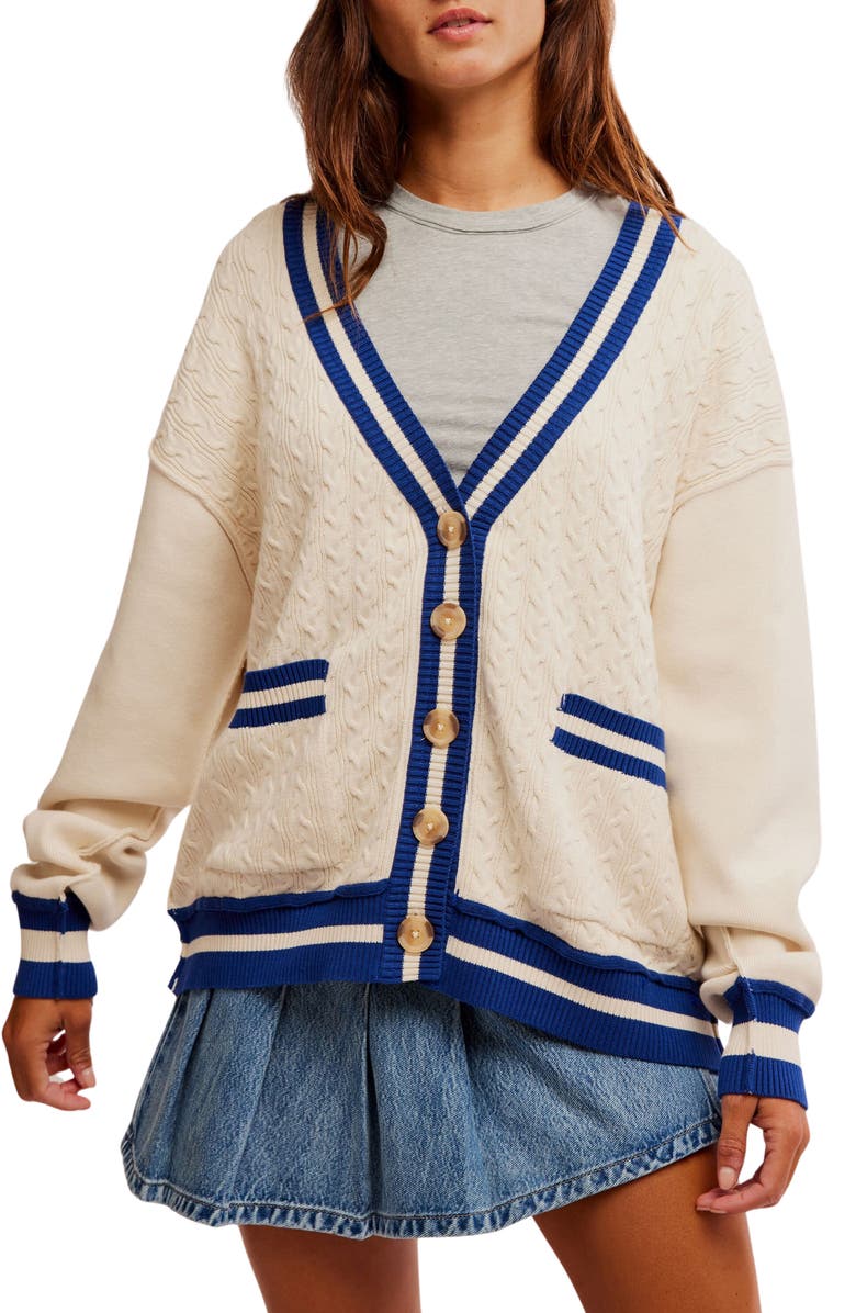 Free People Varsity Cardigan, Main, color, 