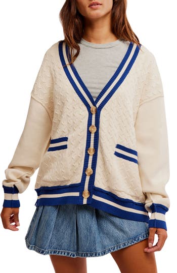 Free People Varsity Cardigan In Sand