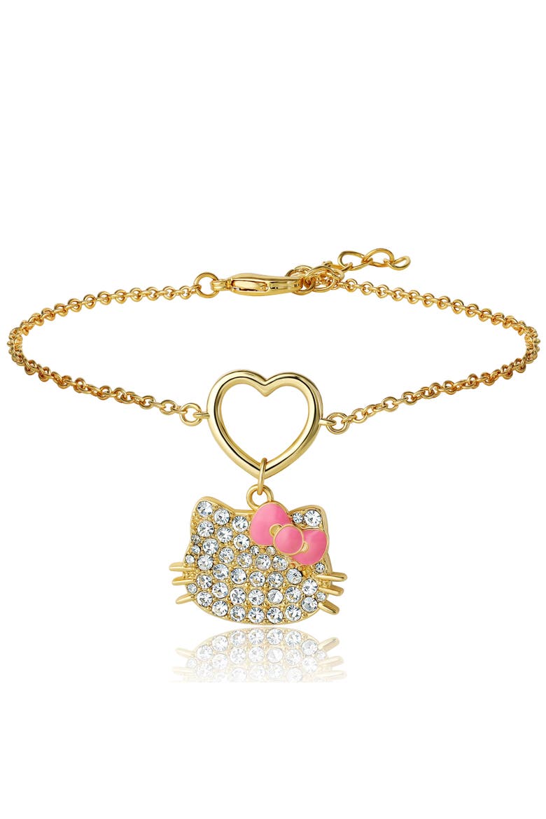 Pave Heart Charm Bracelet, Main, color, Gold