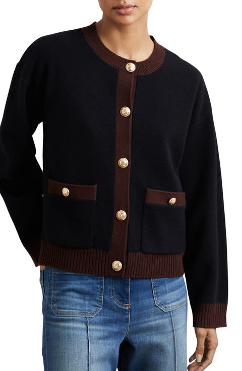 Olive Crewneck Wool & Cashmere Cardigan