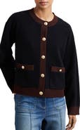 Reiss Olive Crewneck Wool & Cashmere Cardigan