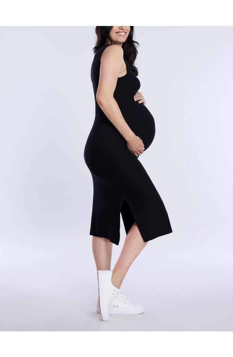 MOTHERHOOD MATERNITY Crew Neck Rib Knit Sleeveless Midi Dress, Alternate, color, Black