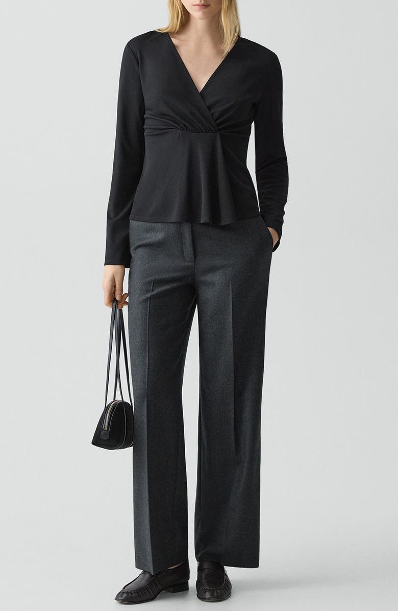 Theory Gathered Neck Knit Top, Alternate, color, Black