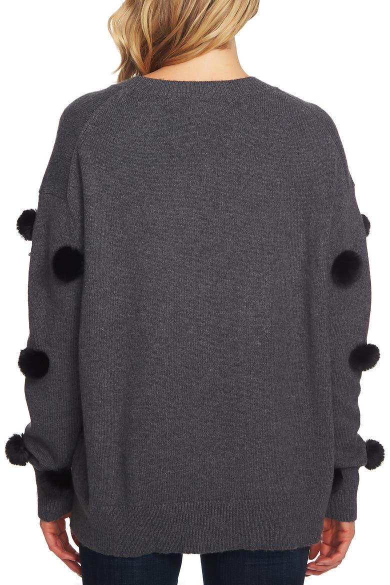 Pompom Pullover, Alternate, color, MED HEATHER GREY