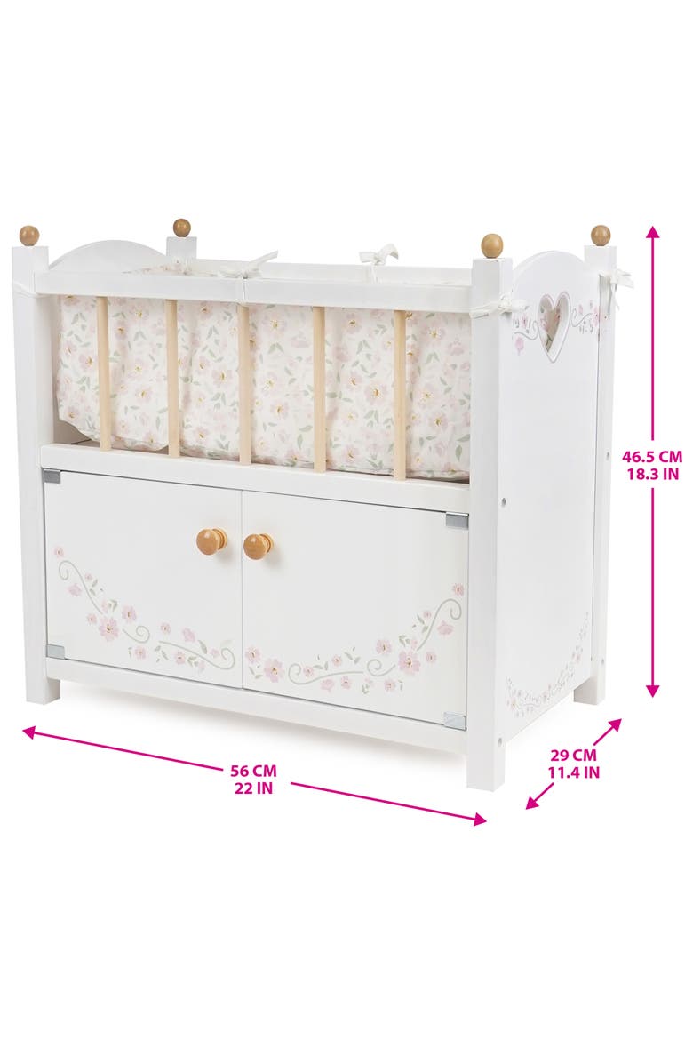 Little Flora 2 in 1 Wooden Doll Cabinet Bed, Alternate, color, White