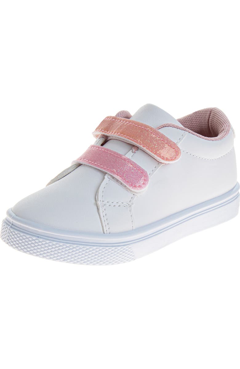 Laura Ashley Hook and Loop Girls' Casual Sneakers., Main, color, White/Pink