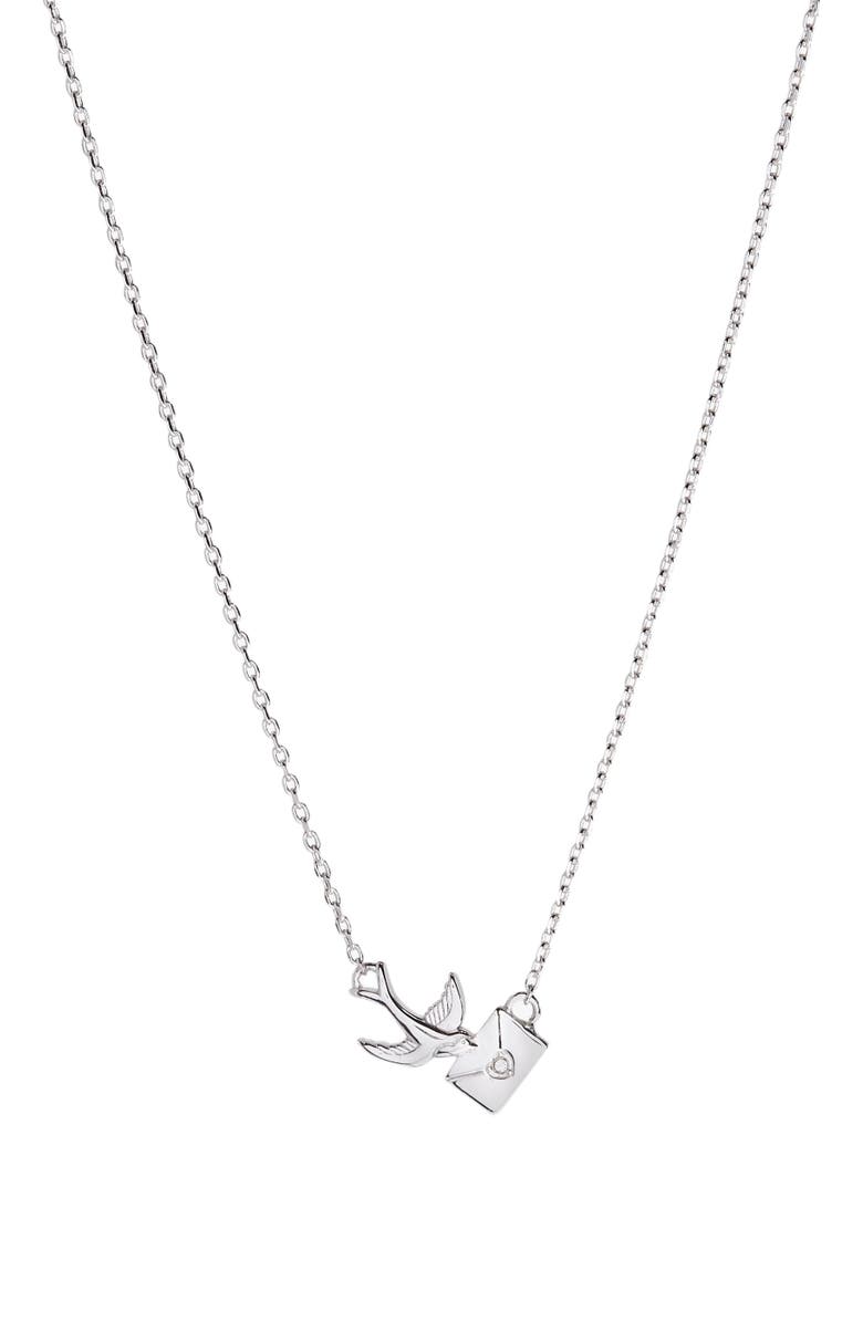 Alex and Ani Love Letter Inline Necklace, Main, color, Silver