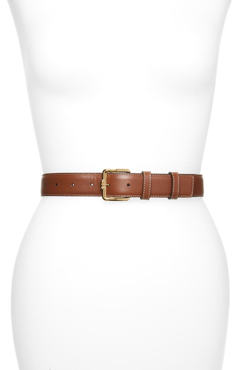 Burberry Topstitch Leather Belt, Main, color,
