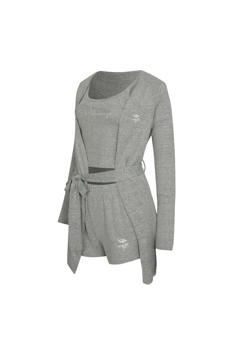 Women's Concepts Sport  Heather Gray Minnesota Vikings Rigor Tank, Short & Robe Set, Alternate, color, Heather Gray