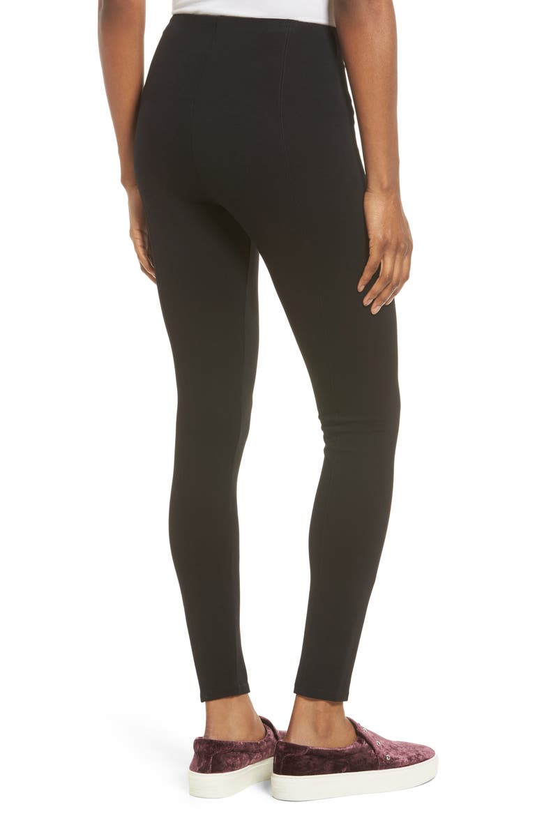 Lyssé High Waist Seamed Leggings, Alternate, color, BLACK
