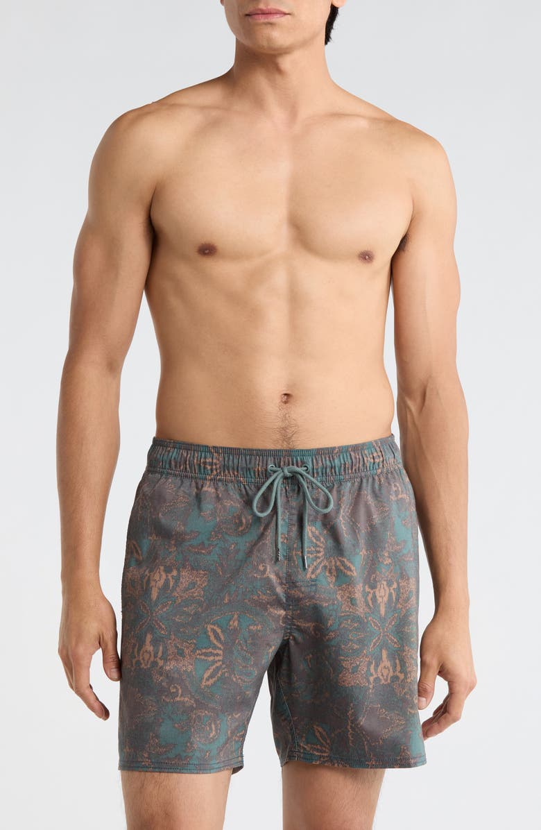 RVCA Men's Barnes Swim Trunks, Main, color, Hunter Green