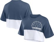 FANATICS Women's Fanatics Branded Navy/White Dallas Cowboys Boxy Color Split Cropped T-Shirt