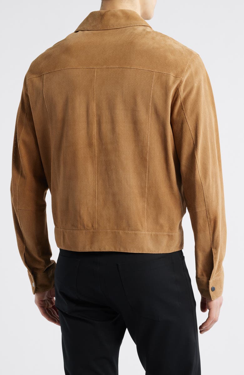 Emporio Armani Perforated Goatskin Suede Jacket, Alternate, color, Solid Medium Beige