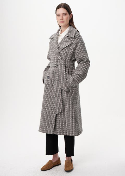 Belted Double Breasted Woven Midi Coat