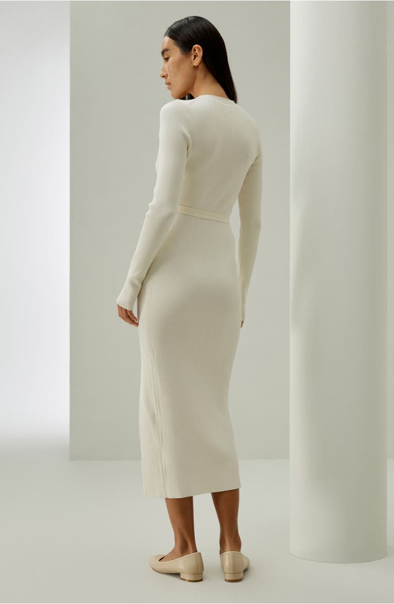 Lilysilk Elegant Wrap-Front Silk Knit Dress, Alternate, color, White