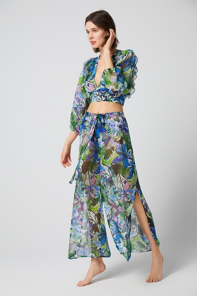 Flowers Anemon Pants, Alternate, color, Blue