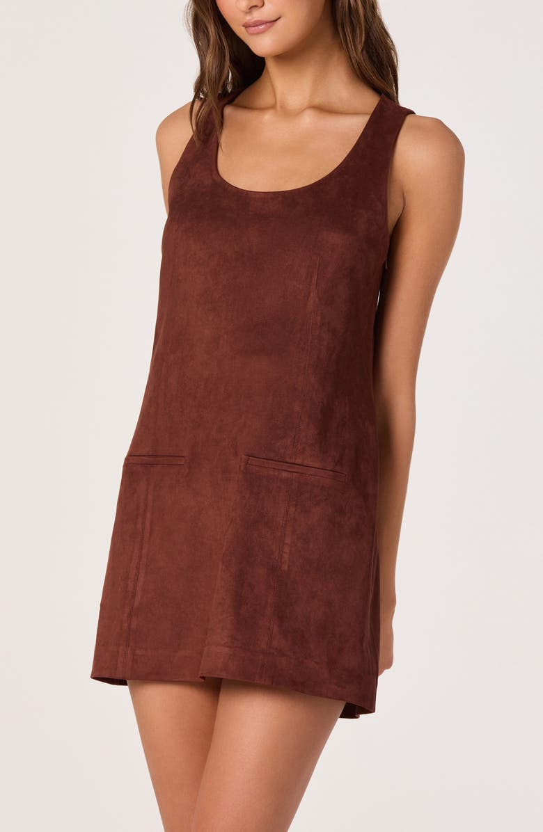 ASTR the Label Faux Suede A-Line Dress, Alternate, color, Chestnut
