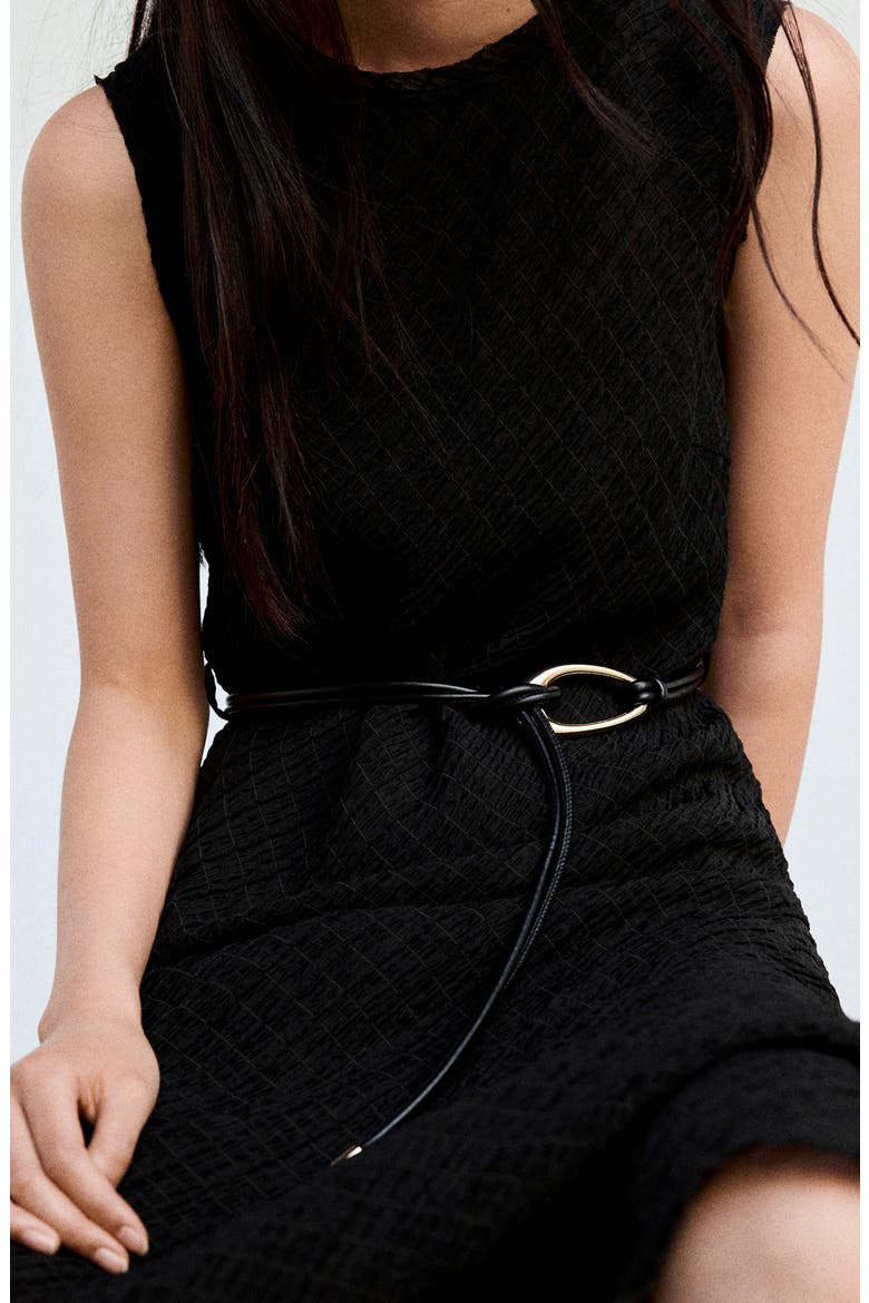 Ruched Belted Midi Dress, Alternate, color, BLACK BROWN