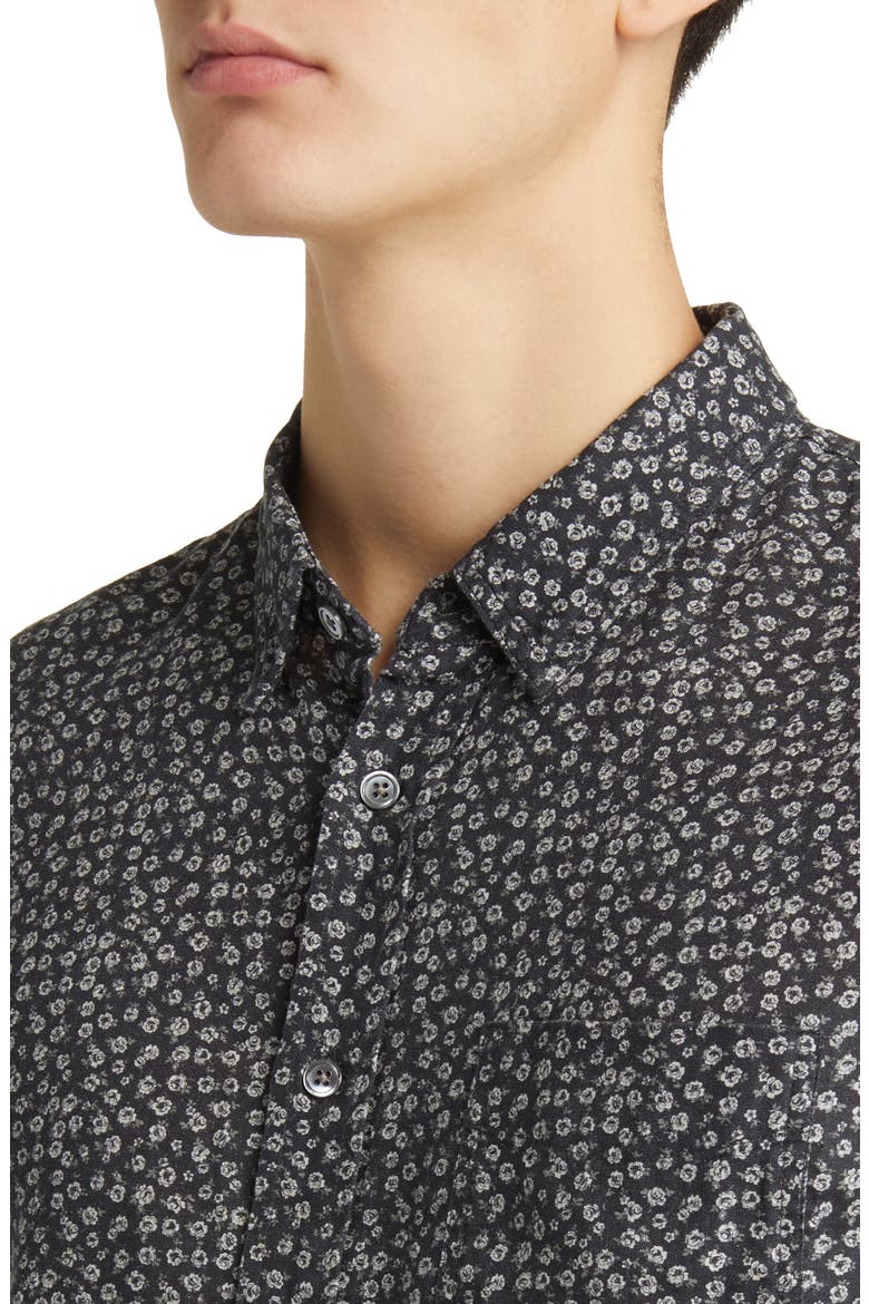 Carson Floral Short Sleeve Linen Blend Button-Up Shirt, Alternate, color, FLOWER CART ONYX