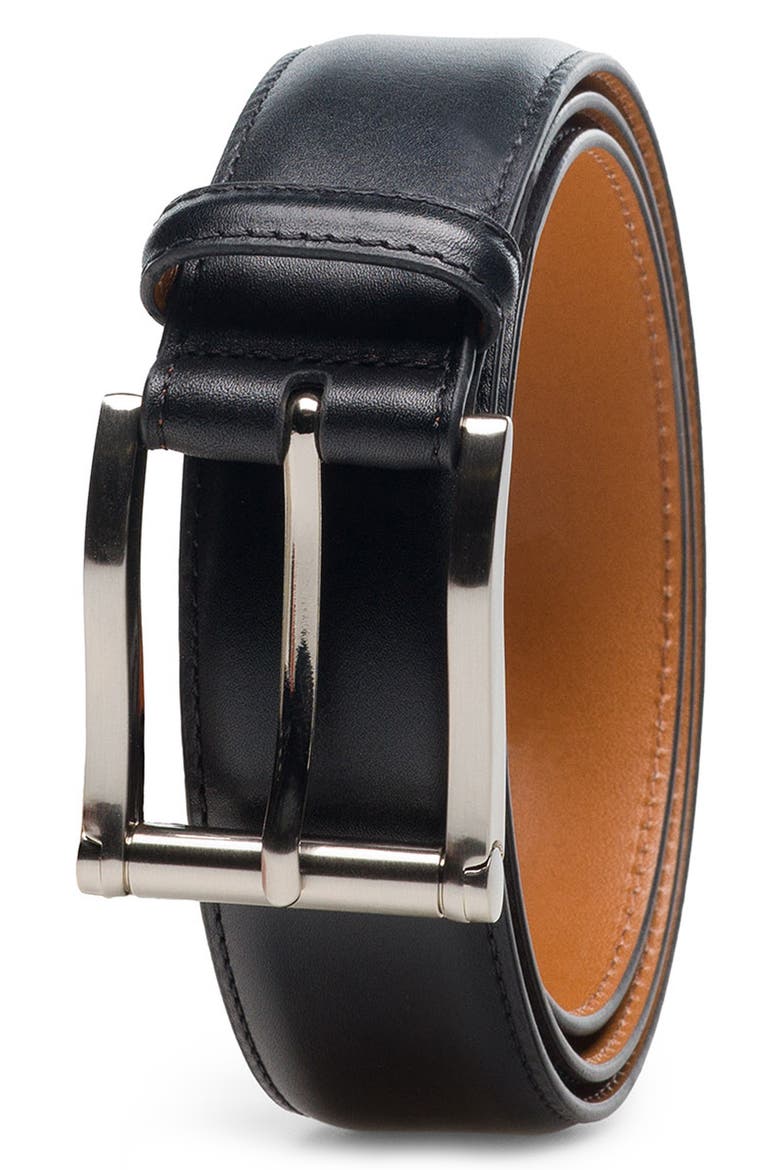 Carbon Leather Belt, Main, color, BLACK