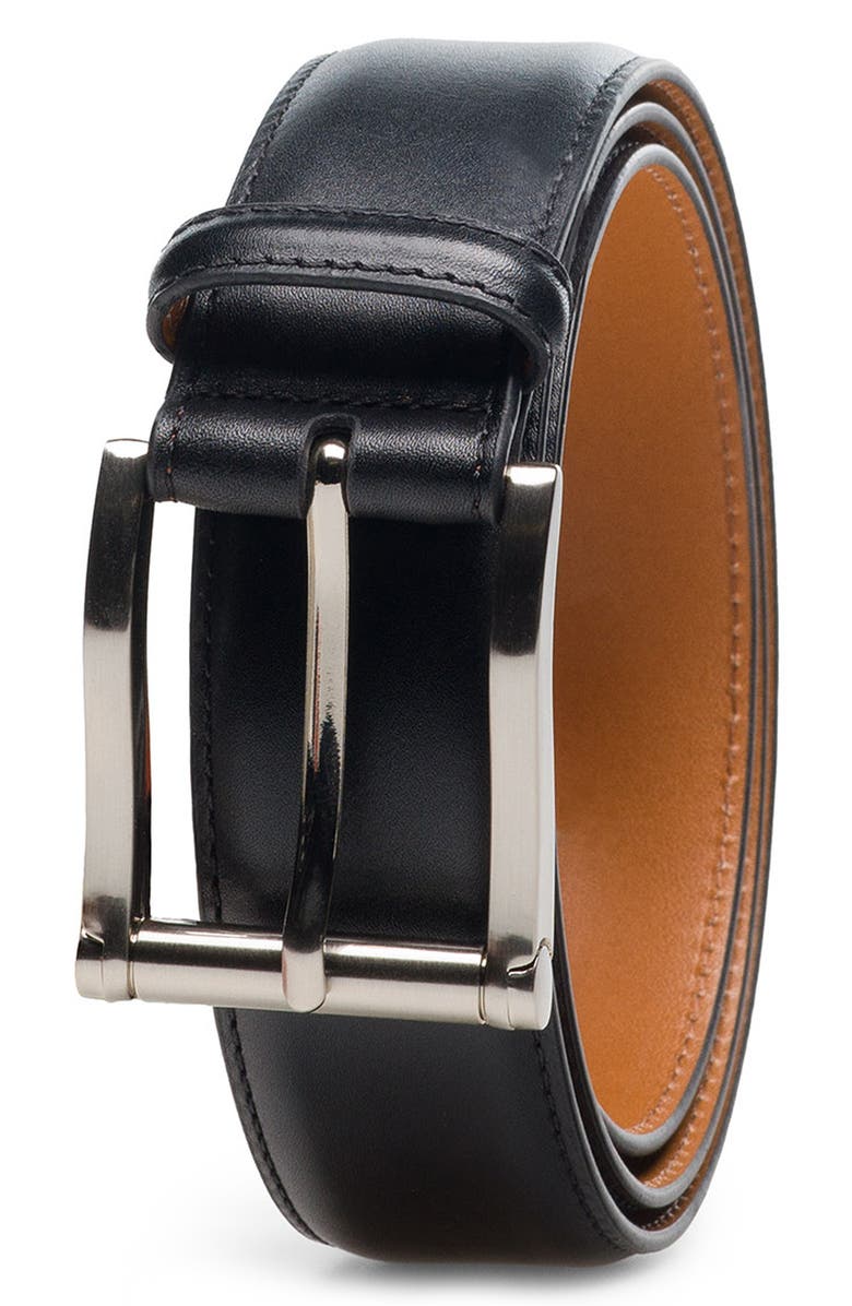 Magnanni Carbon Leather Belt, Main, color, Black