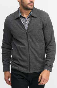 Robert Graham Dorven Classic Fit Cotton Knit Zip-Up Top