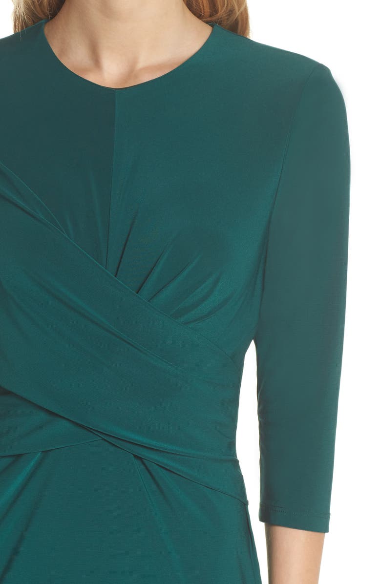 eliza j side ruched sheath dress Eliza J Velour Velvet Sheath Side Ruched Dress Blue Cowl Neck Back Zipper Sz 4
