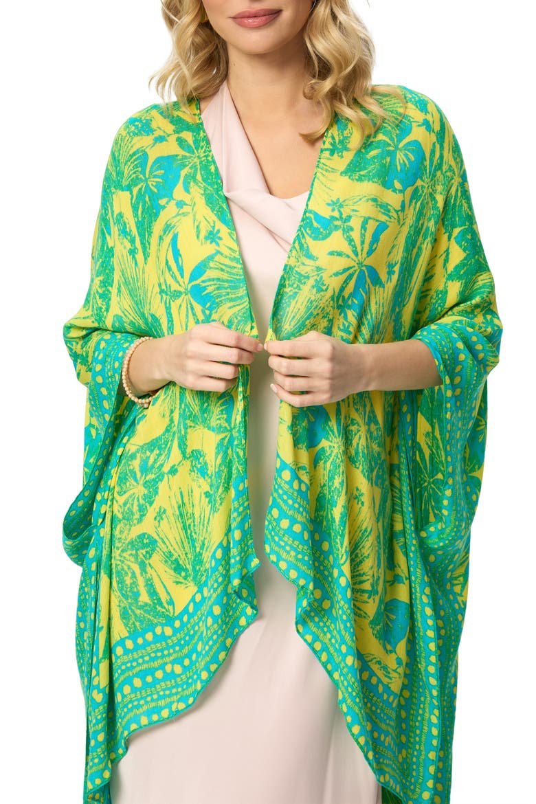 Tropical Woodblock Short Duster, Main, color, BLUE COMBO