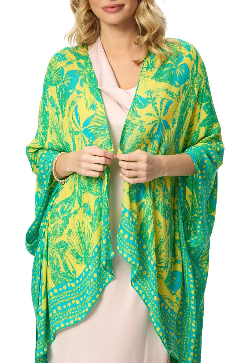 SAACHI Tropical Woodblock Short Duster, Main, color, Blue Combo