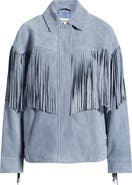 Open Edit Fringe Suede Jacket