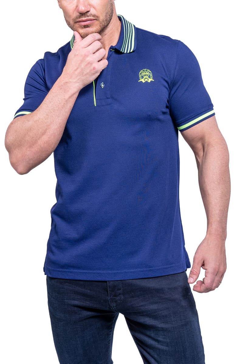 Maceoo Tipped Embroidered Logo Polo, Alternate, color, Blue