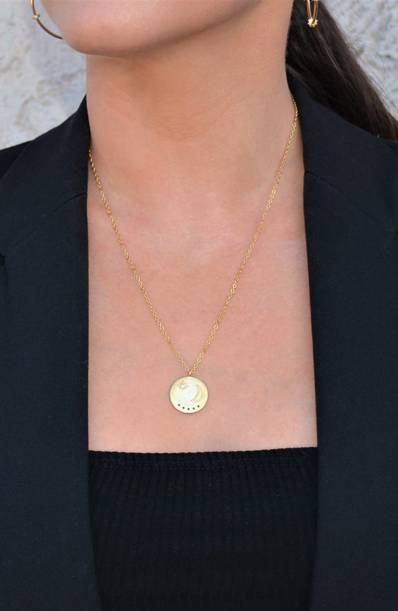 Liza Schwartz Moonlight CZ Coin Pendant Necklace, Alternate, color,