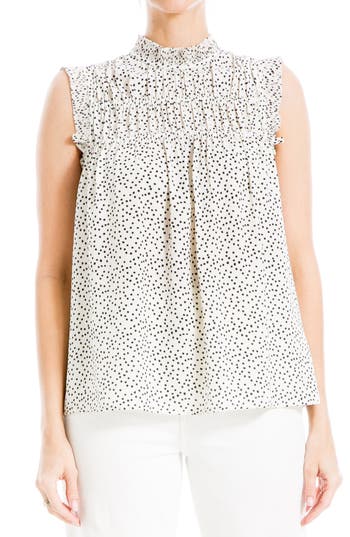Max Studio Smocked Sleeveless Top In Multi